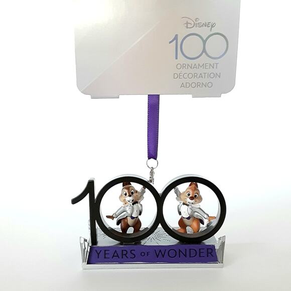 Disney Parks 100 Years of Wonder Chip and Dale Christmas Ornament Walt Disney - Picture 2 of 7